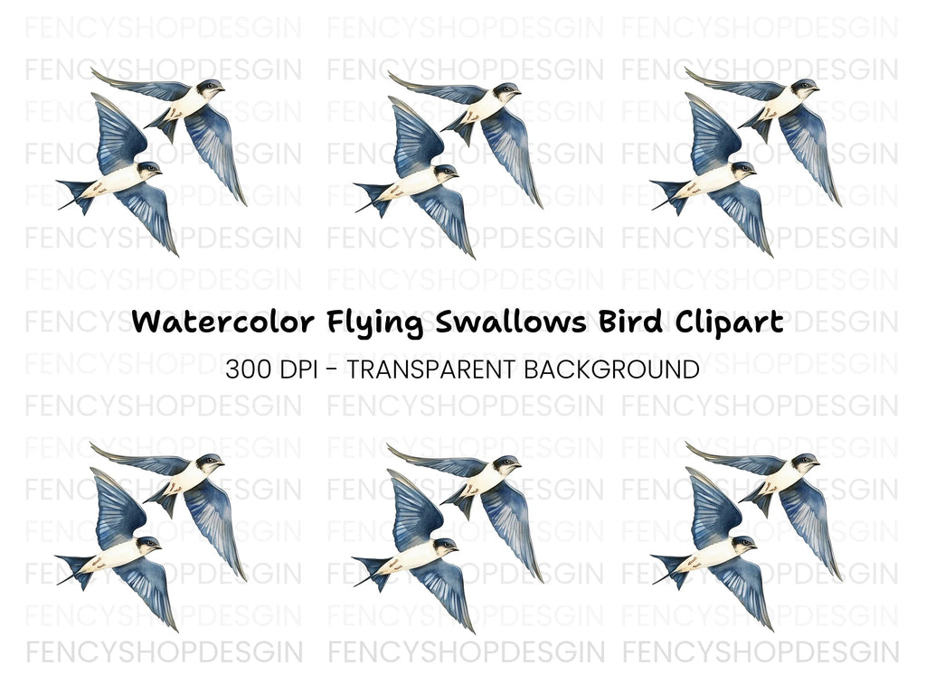 Flying Swallow Birds Clipart Bundle
