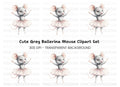 Twin Grey Ballerina Mice Clipart Bundle