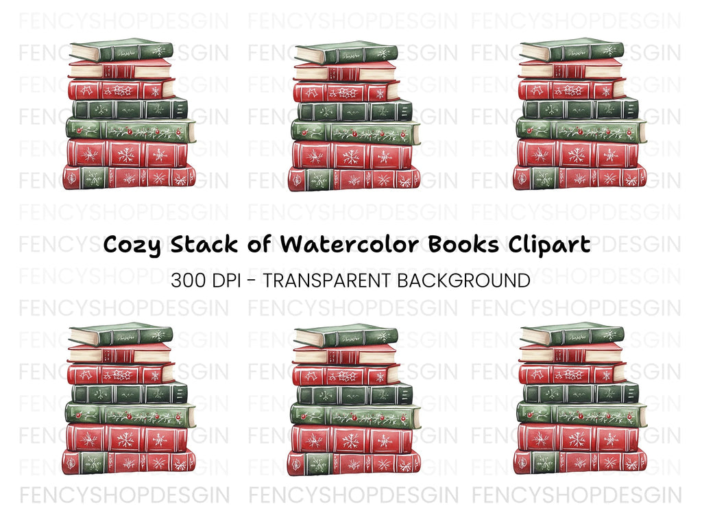 Christmas Books Stack Clipart Bundle