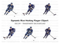 Dynamic Blue Hockey Players Clipart Bundle