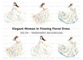 Flowing Floral Dress Clipart Bundle