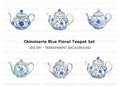 Blue and White Teapots Clipart Bundle