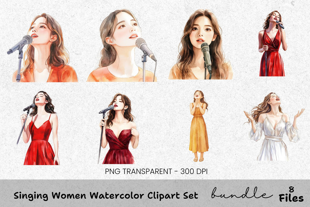 Singing Women Clipart Bundle