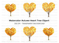 Heart Shaped Autumn Trees Clipart Bundle