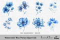 Blue Floral Clipart Bundle