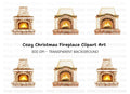 Cozy Christmas Fireplace Clipart Bundle