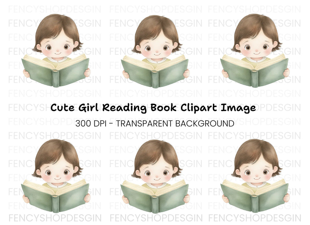 Charming Child Reading Clipart Bundle