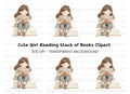Cute Girl Reading Book Clipart Bundle
