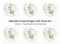 Sweet Green Baby Dragon in Clouds Clipart Bundle