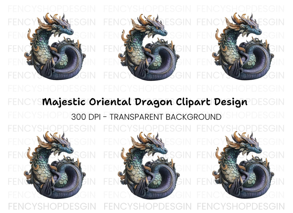 Majestic Eastern Dragon Clipart Bundle