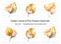 Golden Leaves and Pink Flowers Clipart Bundle