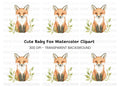 Cute Fox with Leaves Clipart Bundle