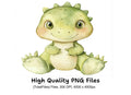 Green Baby Dinosaur Clipart Bundle
