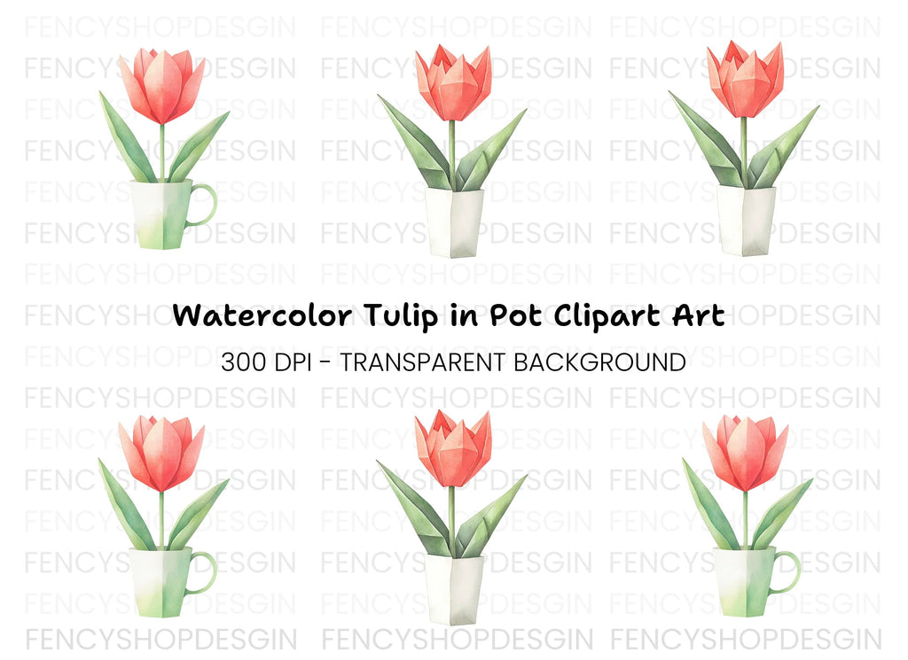 Origami Tulip Clipart Bundle