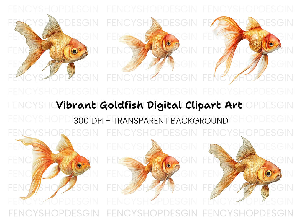 Elegant Goldfish Clipart Bundle