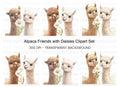 Alpaca Friends with Daisies Clipart Bundle
