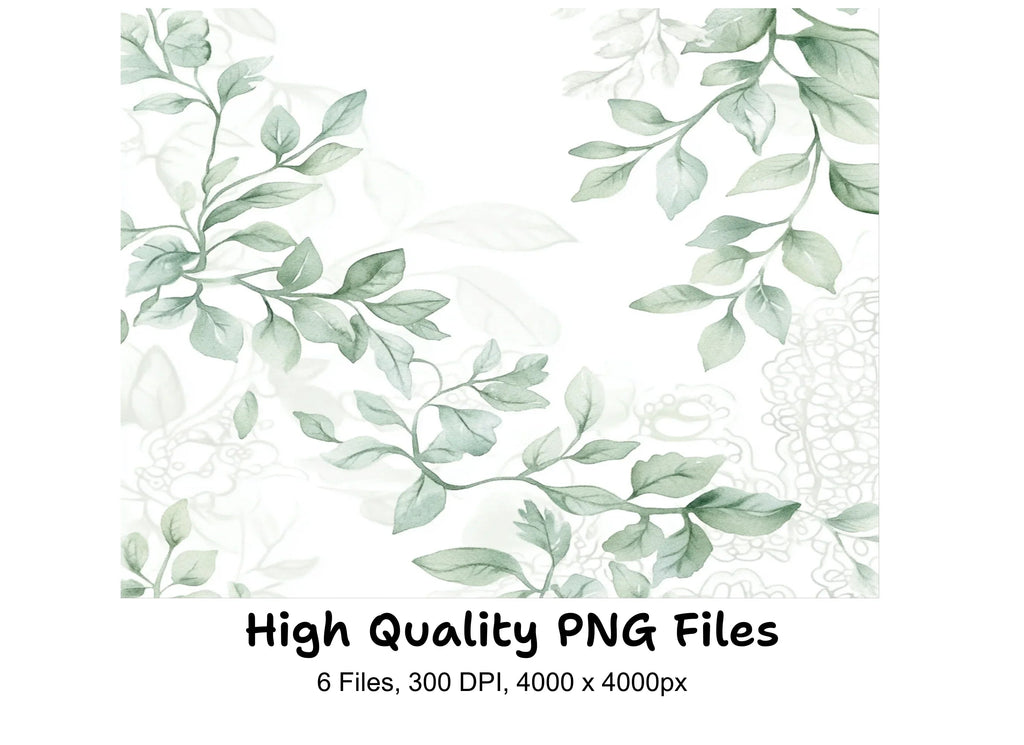 Green Leafy Vines and Floral Clipart Bundle