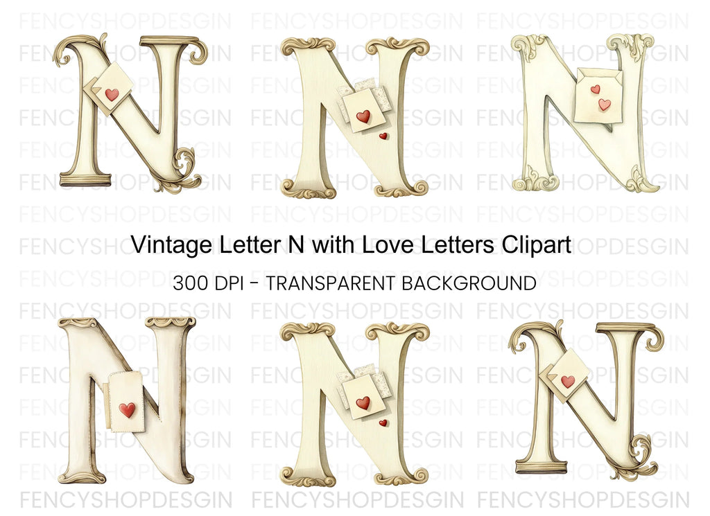 Elegant Love Letters Clipart Bundle