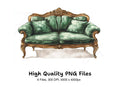 Emerald Green Sofa Clipart Bundle