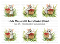 Cute Mice with Berries and Acorns Clipart Bundle