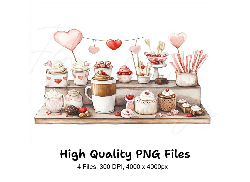 Valentine's Day Hot Chocolate Bar Clipart Bundle