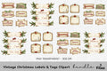 Vintage Christmas Labels Tags Clipart Bundle