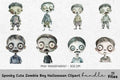Spooky Cute Zombie Boy Halloween Clipart Bundle