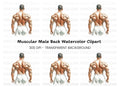 Muscular Man Back View Clipart Bundle