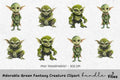 Adorable Green Fantasy Creature Clipart Bundle