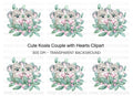 Cute Koala Couple with Pink Hearts Clipart Bundle