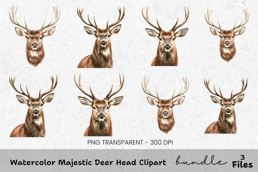 Majestic Deer Head Clipart Bundle