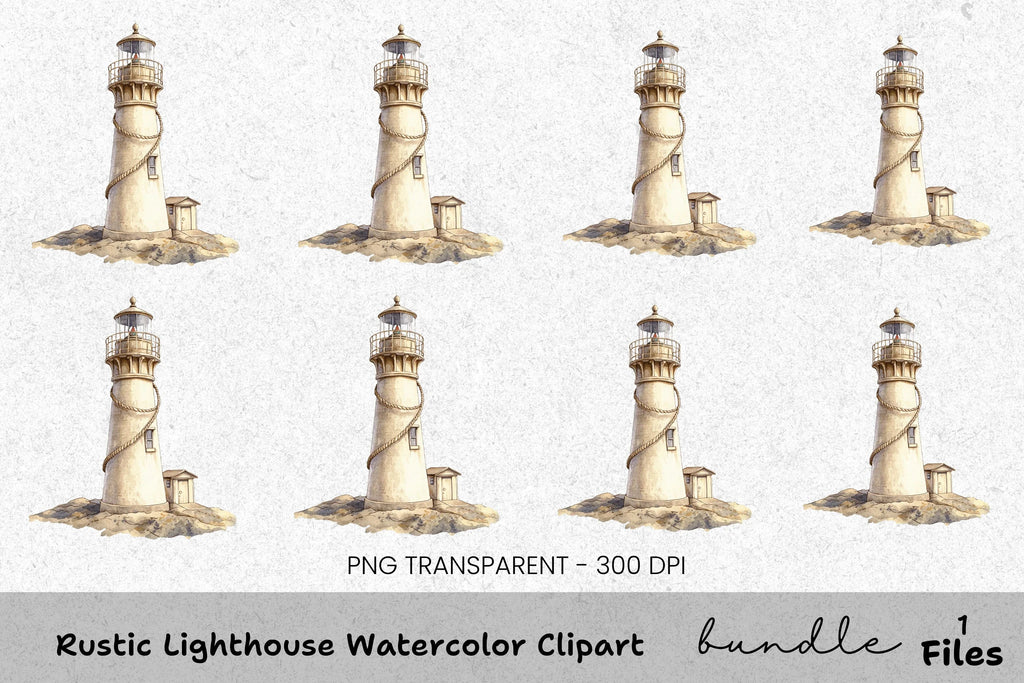 Rustic Lighthouse Clipart Bundle