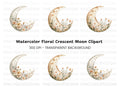 Floral Crescent Moon Clipart Bundle
