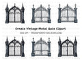 Ornate Gothic Gates Clipart Bundle