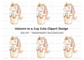 Unicorn in Cup Clipart Bundle