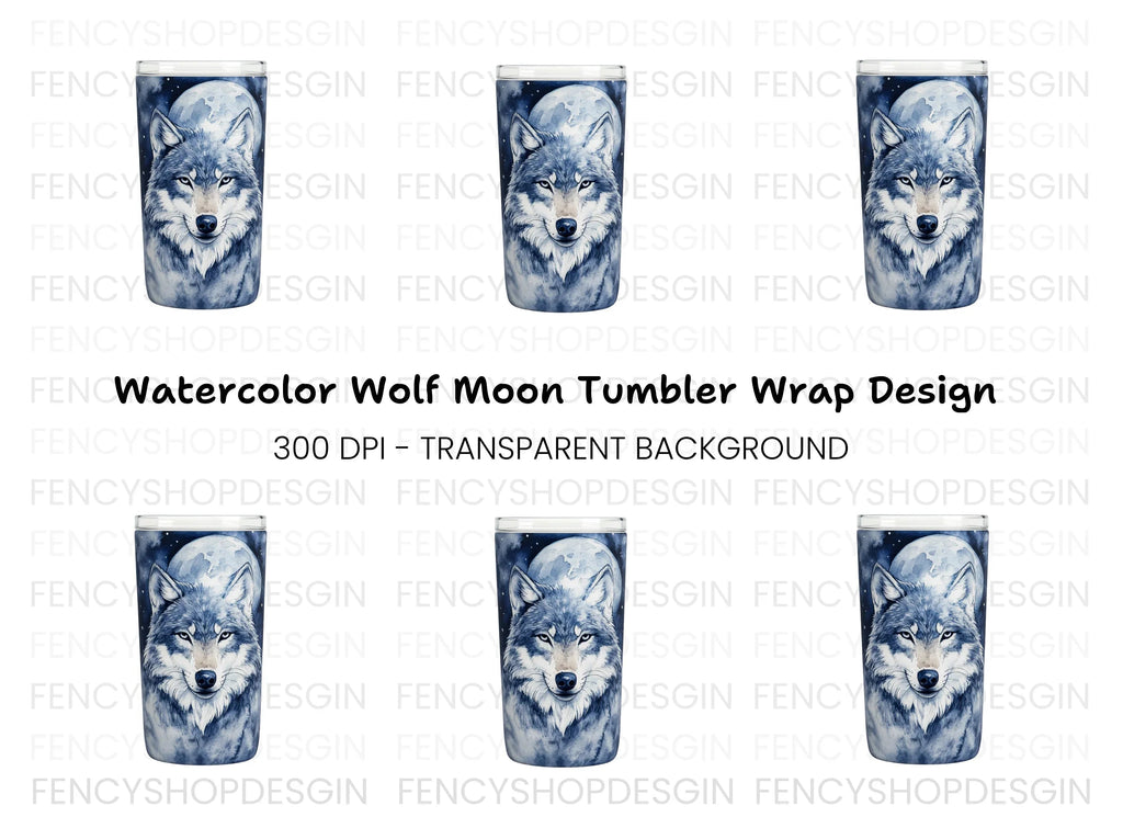 Blue Wolf Moon Tumbler Clipart Bundle