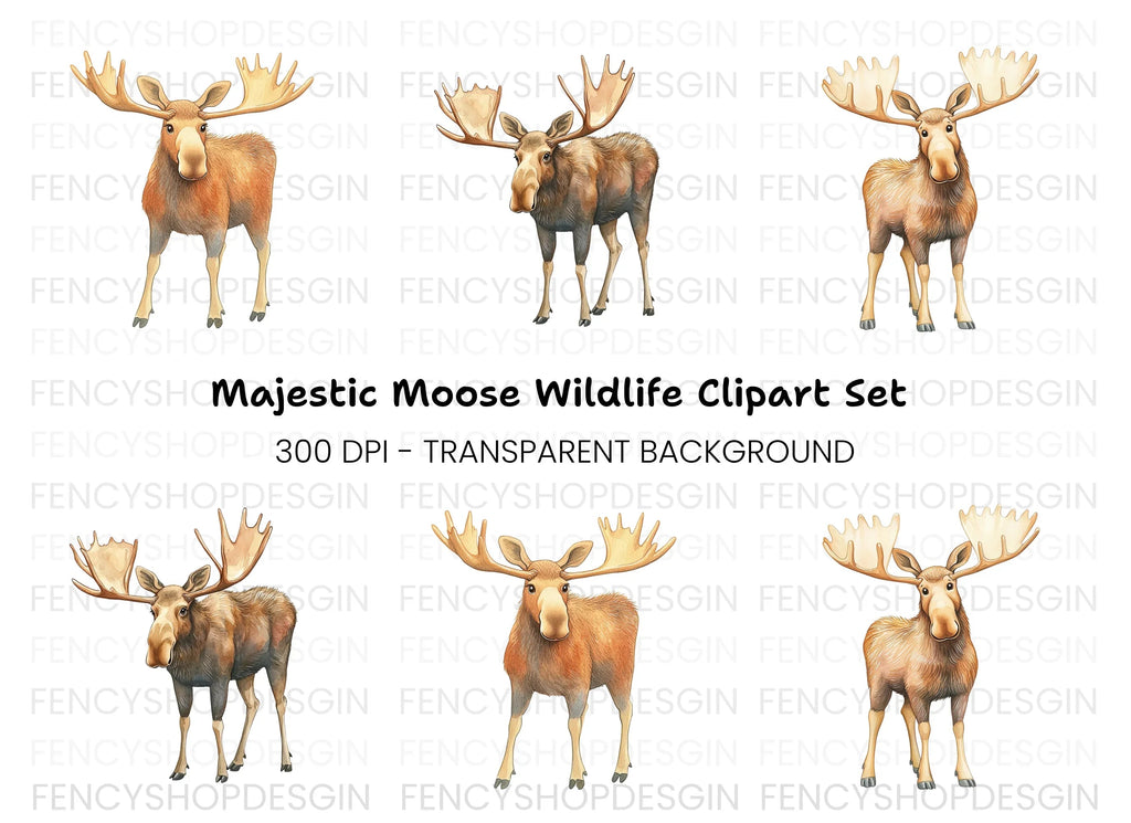 Moose Standing Clipart Bundle