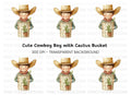 Happy Boy with Cactus Pot Clipart Bundle