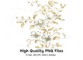 Delicate Golden Floral Clipart Bundle