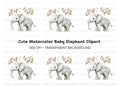 Cute Elephant with Flowers Clipart Bundle