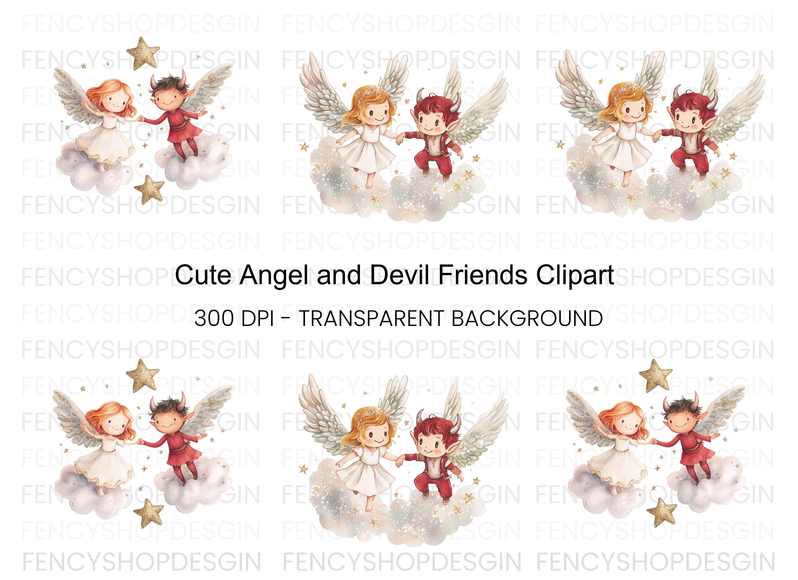 Angels and Devils Clipart Bundle