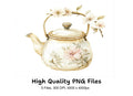 Vintage Floral Teapot Clipart Bundle