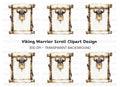 Viking Helmet and Beard Scroll Clipart Bundle