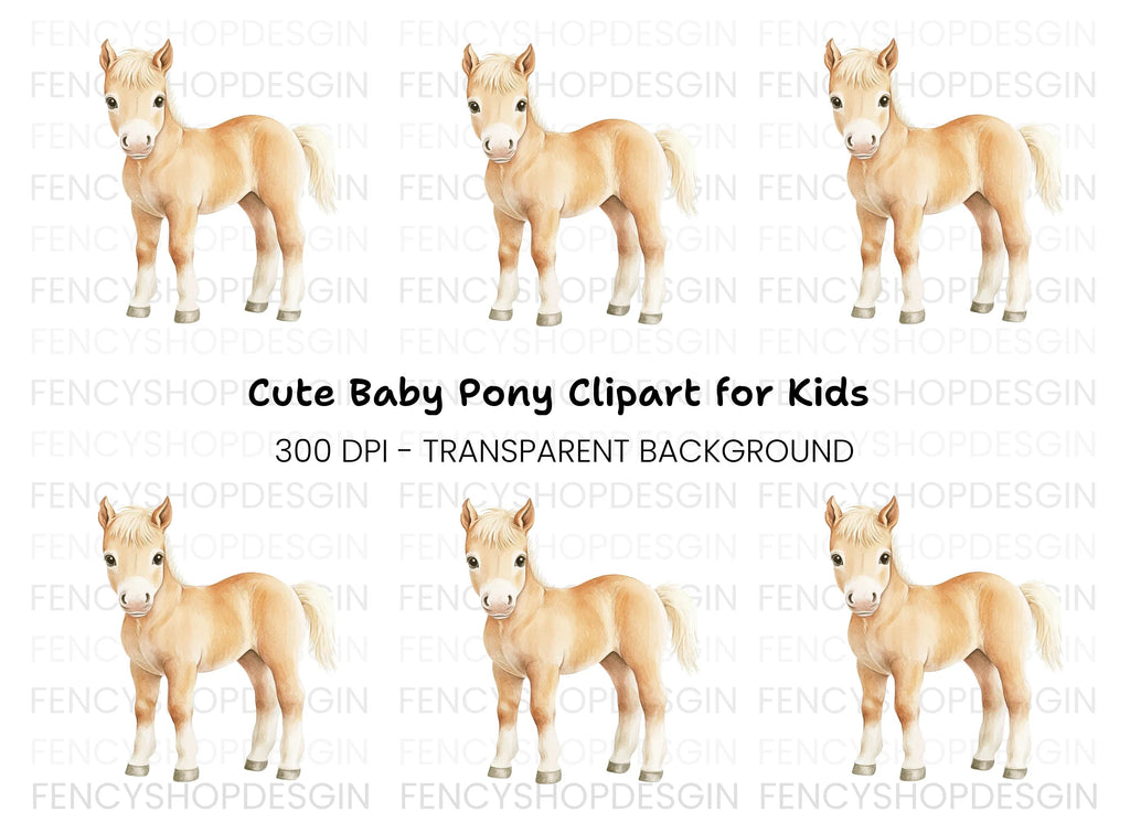 Adorable Palomino Foal Clipart Bundle