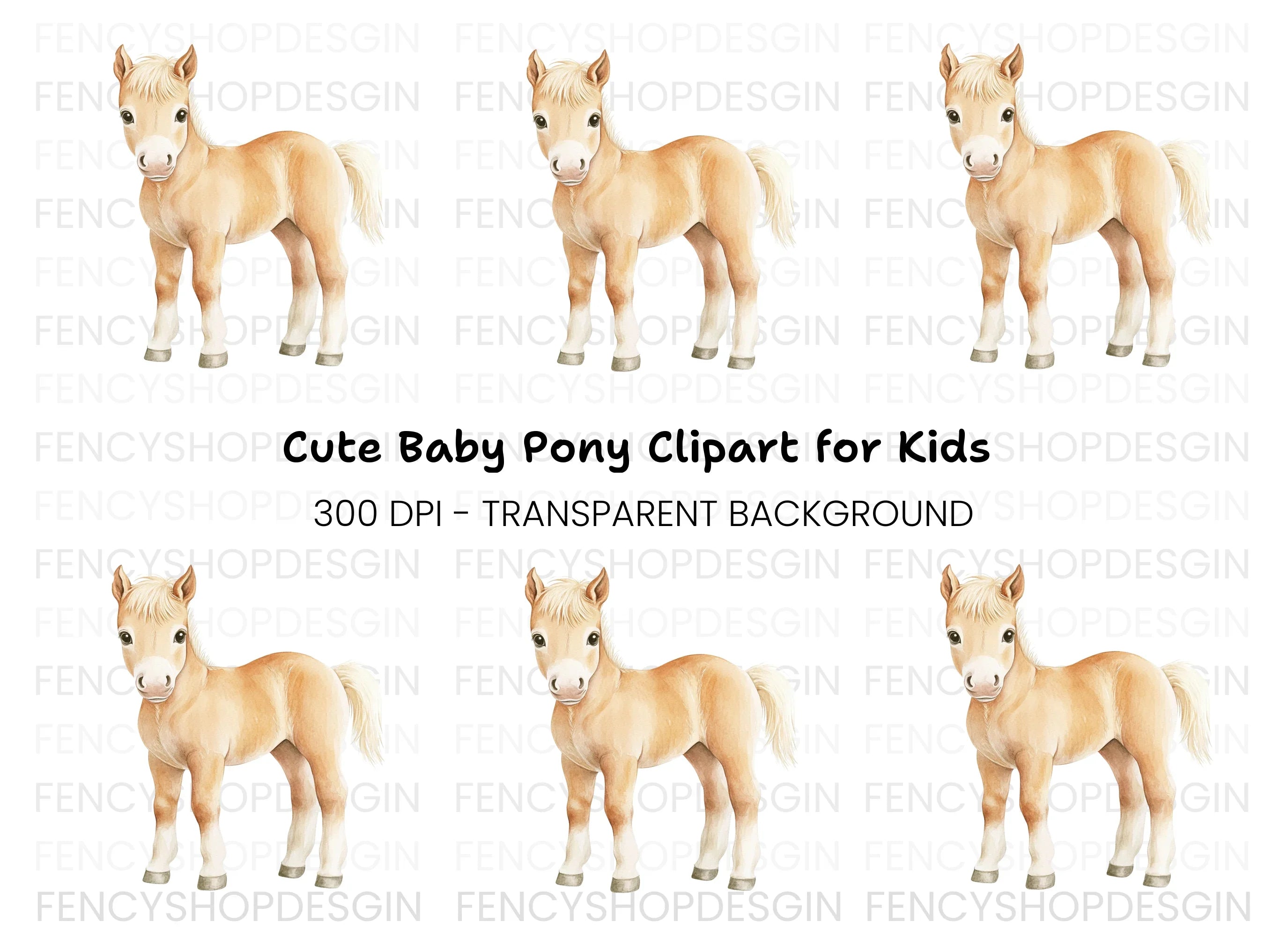 Adorable Palomino Foal Clipart Bundle