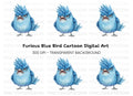 Furious Blue Bird Clipart Bundle