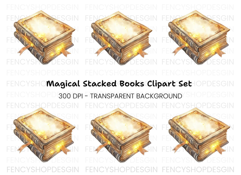 Magical Stack of Books Clipart Bundle
