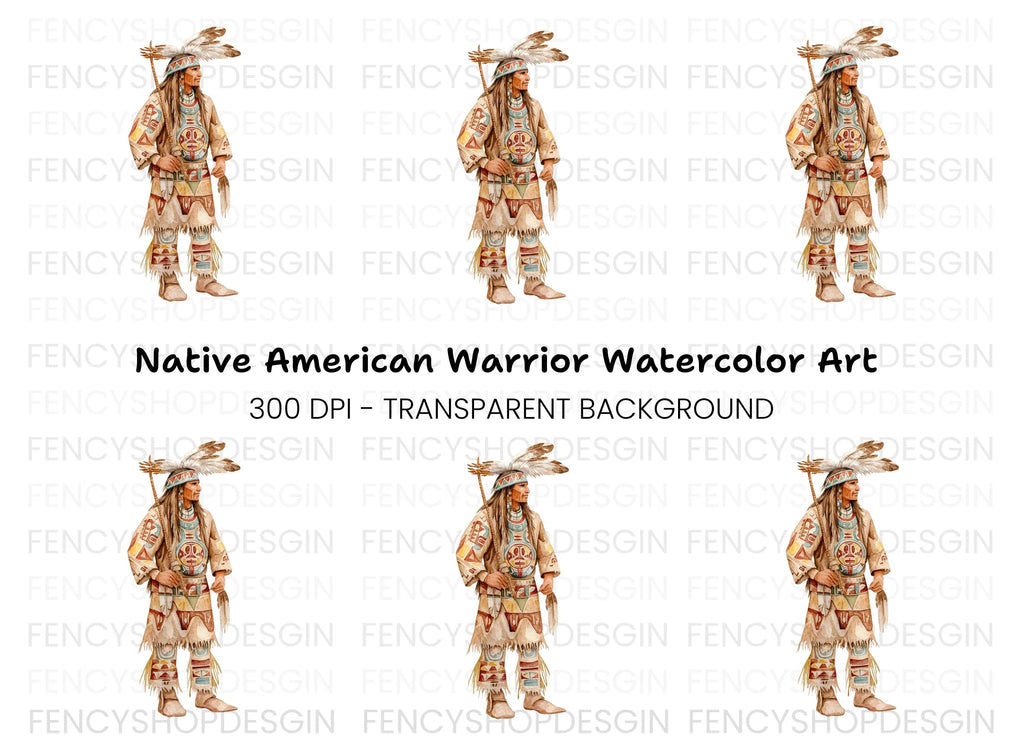 Native American Man Traditional Attire Clipart Bundle