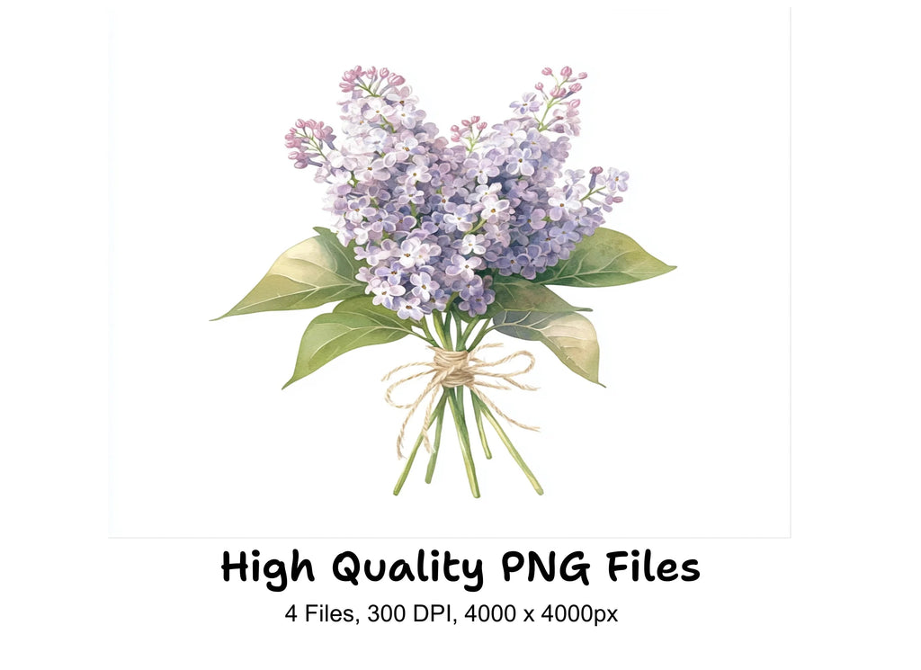 Charming Lilac Bouquets Clipart Bundle
