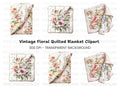 Elegant Floral Quilted Blanket Clipart Bundle